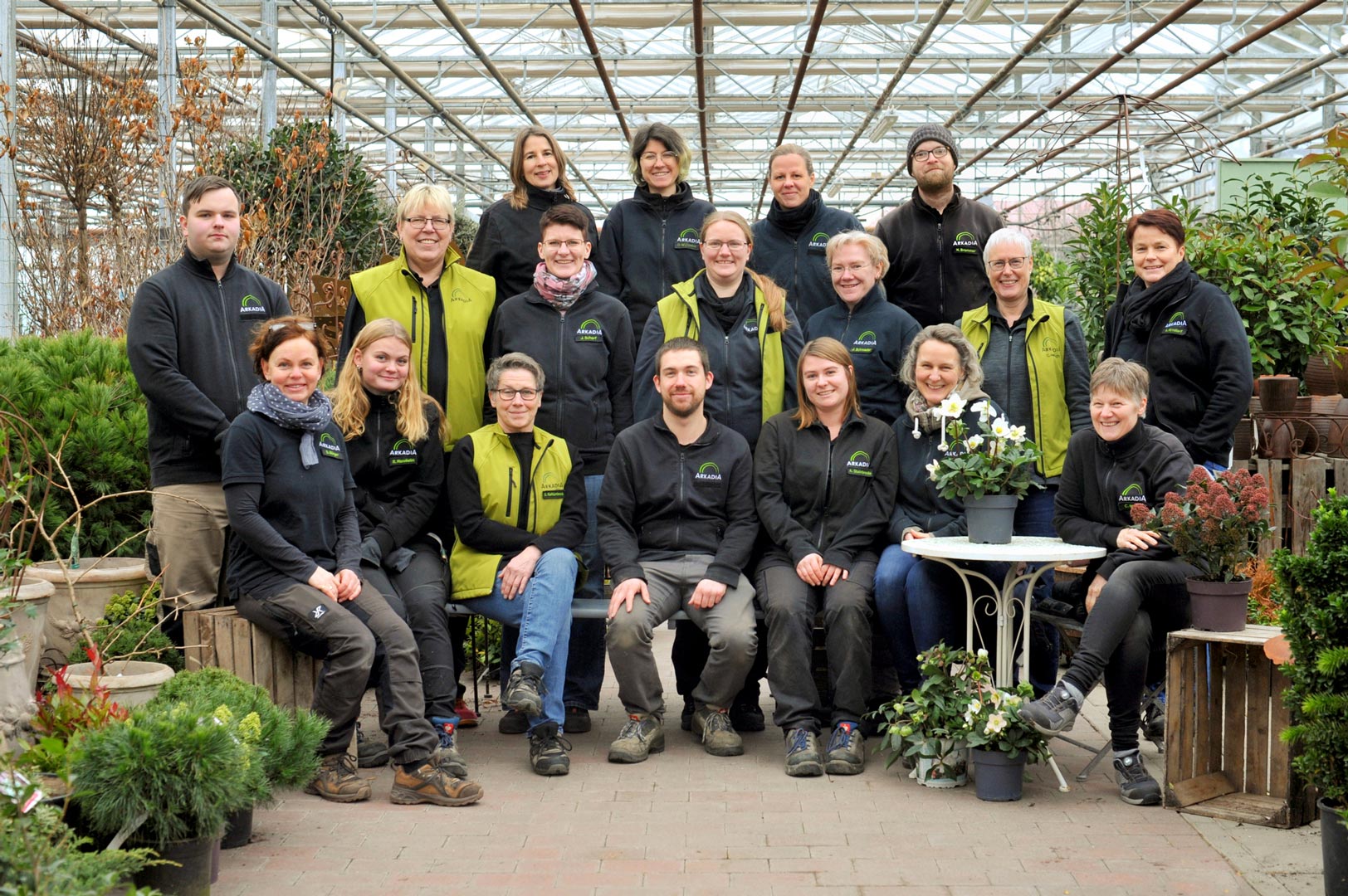 Ein Teambild der Mitarbeiter vom Arkadia Gartencenter